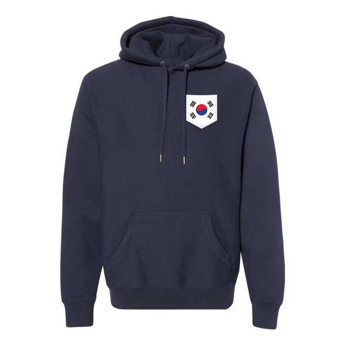 South Korea Flag With Printed South Korean Flag Pocket Premium Hoodie