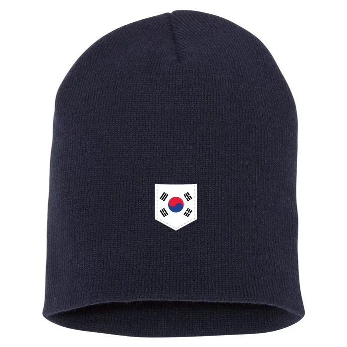 South Korea Flag With Printed South Korean Flag Pocket Short Acrylic Beanie