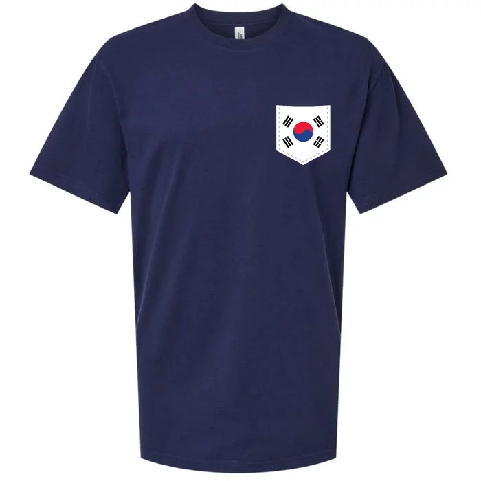 South Korea Flag With Printed South Korean Flag Pocket Sueded Cloud Jersey T-Shirt