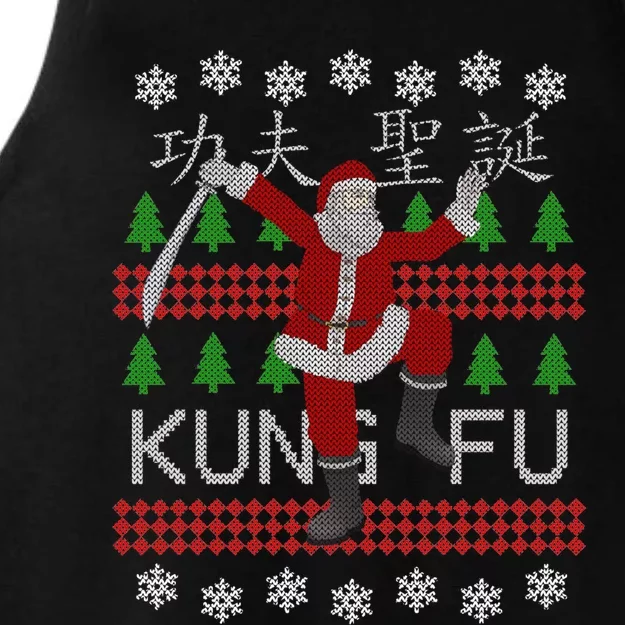 Santa Kung Fu Flick Ugly Christmas Gift Art Kung Fu Santa Gift Ladies Tri-Blend Wicking Tank