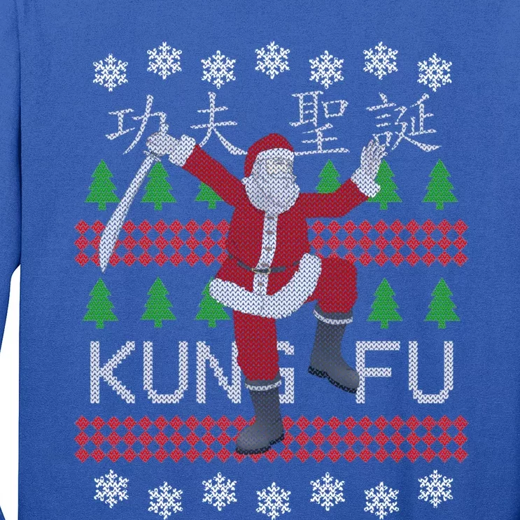 Santa Kung Fu Flick Ugly Christmas Gift Art Kung Fu Santa Gift Long Sleeve Shirt