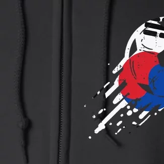 South Korea Flag Soccer Ball Football Fan Full Zip Hoodie