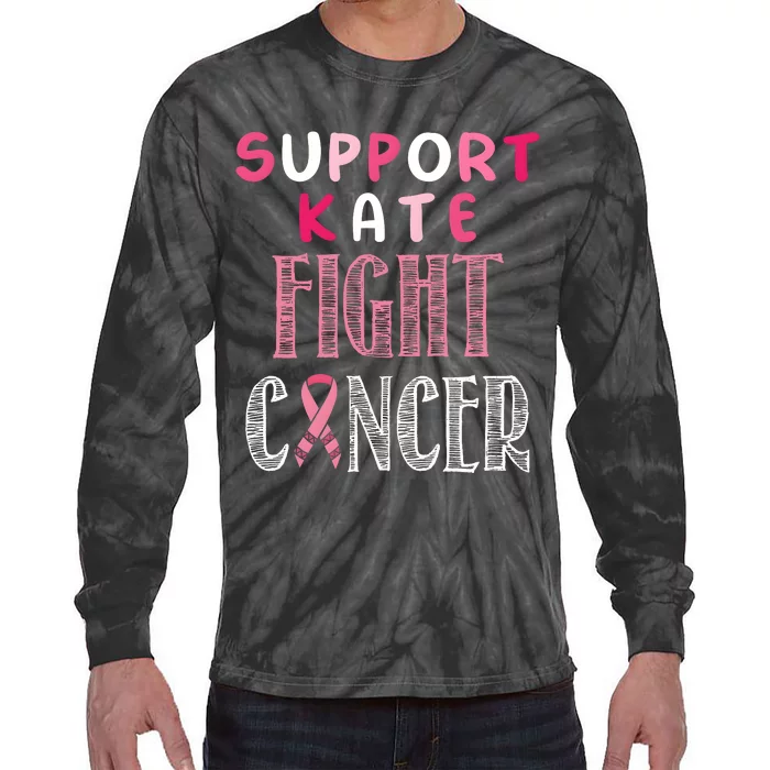 Support Kate Fight Cancer Awareness Supporter Tie-Dye Long Sleeve Shirt