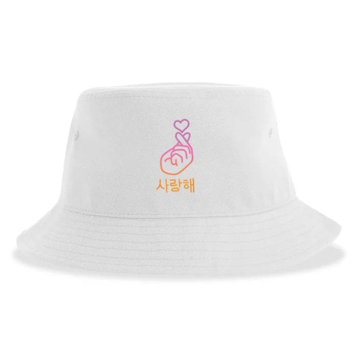 Saranghae KPop Finger Heart Korean Love Cute Kawaii Gifts Sustainable Bucket Hat