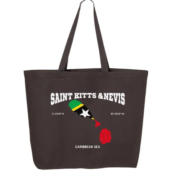 St Kitts Flag And Map St Kitts And Nevis Coordinates 25L Jumbo Tote