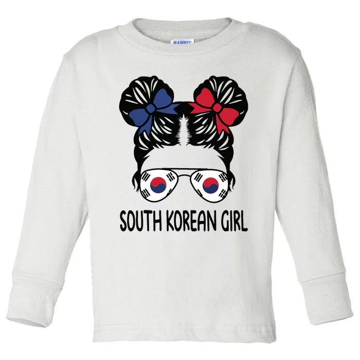 South Korean Girl Messy Hair South Korea Pride Womens Kids Toddler Long Sleeve Shirt