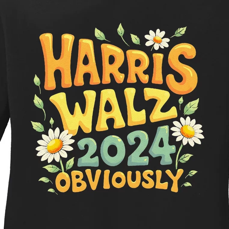 Support Kamala Harris Walz 2024 Obviously Kamala Harris 2024 Ladies Long Sleeve Shirt