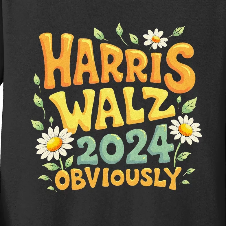 Support Kamala Harris Walz 2024 Obviously Kamala Harris 2024 Kids Long Sleeve Shirt