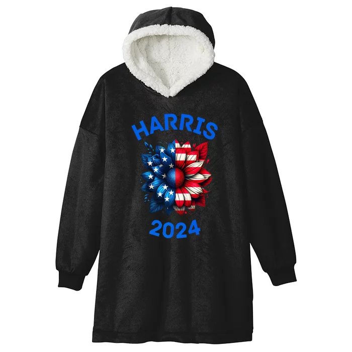 Sunflower Kamala Harris 2024 Hooded Wearable Blanket