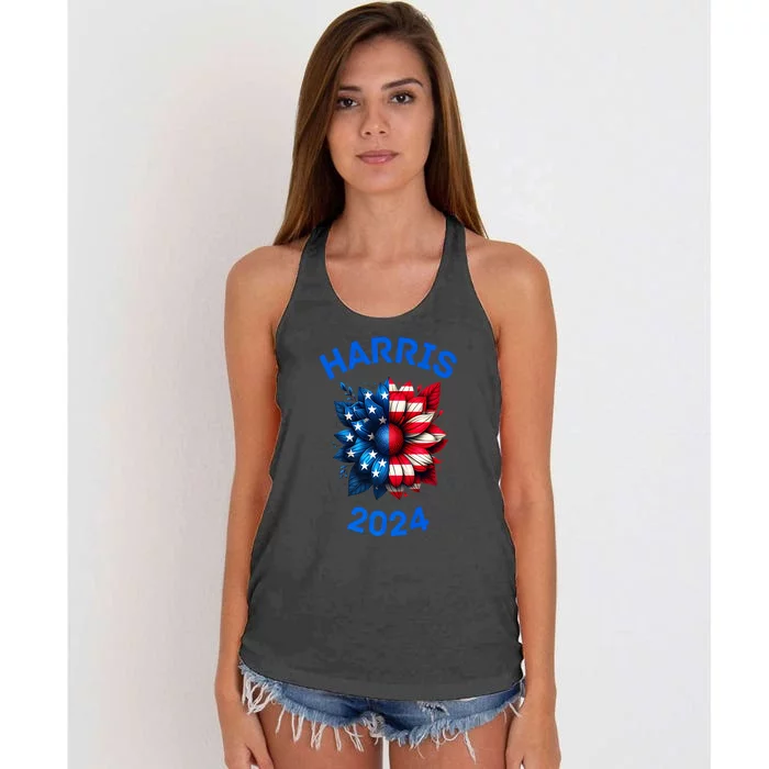 Sunflower Kamala Harris 2024 Women's Knotted Racerback Tank