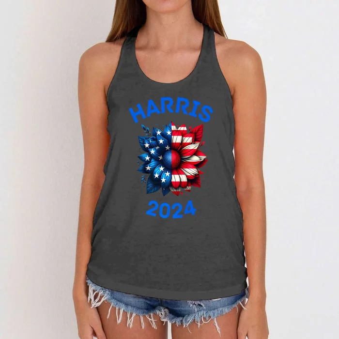 Sunflower Kamala Harris 2024 Women's Knotted Racerback Tank