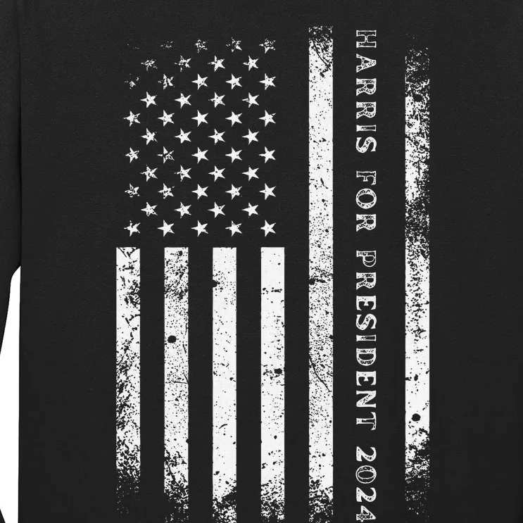 Support Kamala Harris For President 2024 Us Flag Long Sleeve Shirt