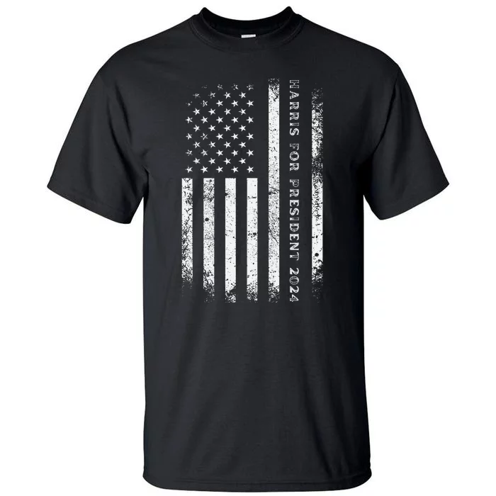 Support Kamala Harris For President 2024 Us Flag Tall T-Shirt