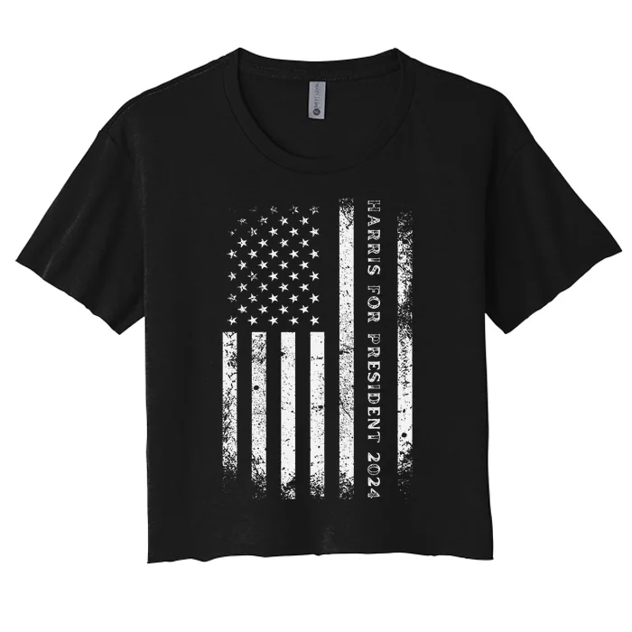 Support Kamala Harris For President 2024 Us Flag Women's Crop Top Tee