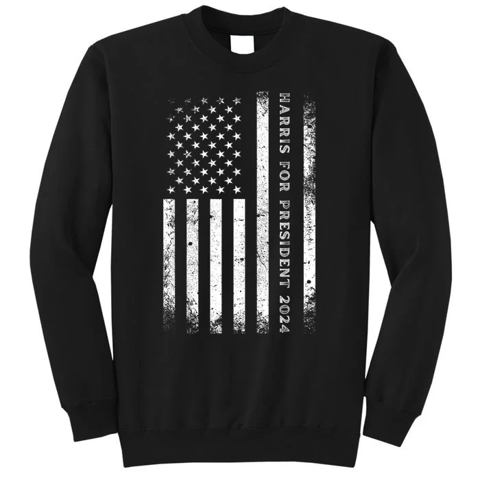 Support Kamala Harris For President 2024 Us Flag Tall Sweatshirt