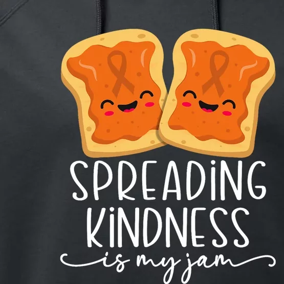 Spreading Kindness Is My Jam Orange Unity Day Anti Bullying Performance Fleece Hoodie