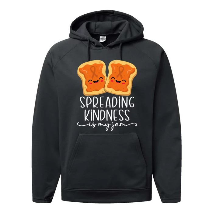 Spreading Kindness Is My Jam Orange Unity Day Anti Bullying Performance Fleece Hoodie