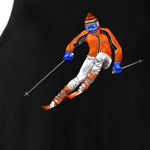 Skiing Downhill Ladies Tri-Blend Wicking Tank