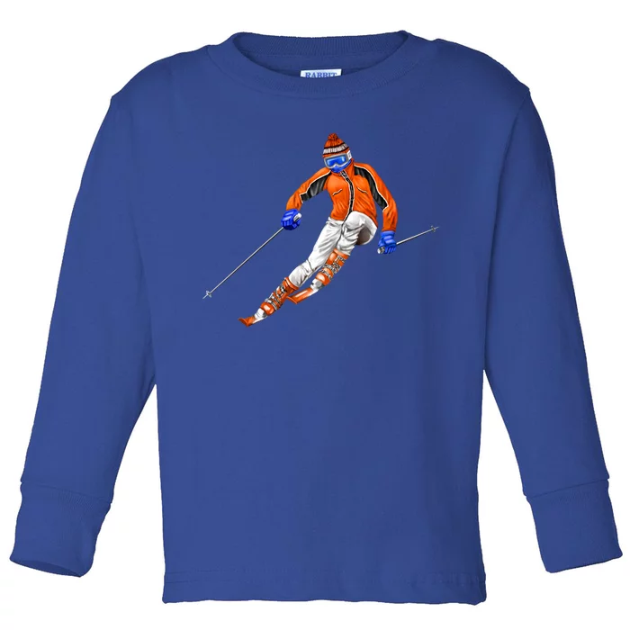 Skiing Downhill Toddler Long Sleeve Shirt