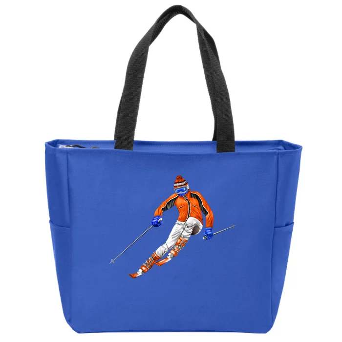 Skiing Downhill Zip Tote Bag