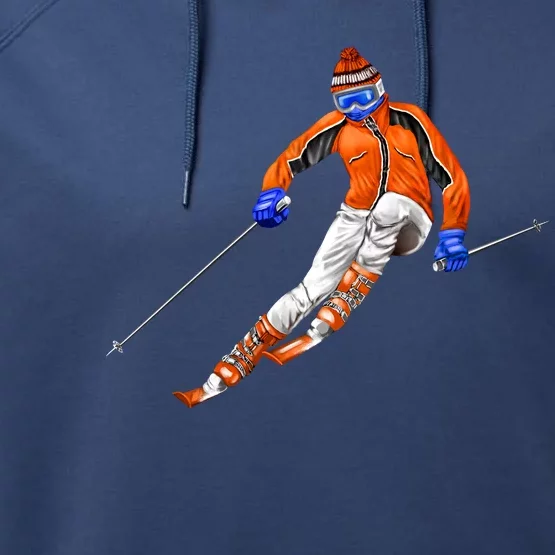 Skiing Downhill Performance Fleece Hoodie