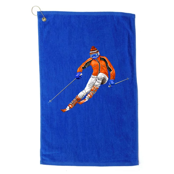 Skiing Downhill Platinum Collection Golf Towel