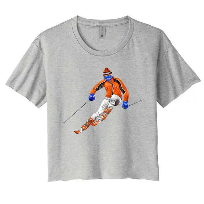 Skiing Downhill Women's Crop Top Tee