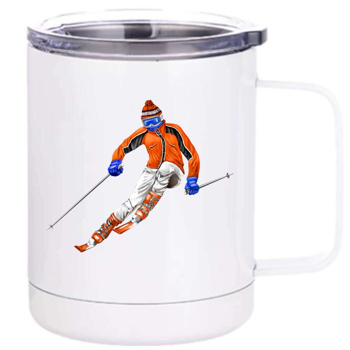 Skiing Downhill Front & Back 12oz Stainless Steel Tumbler Cup