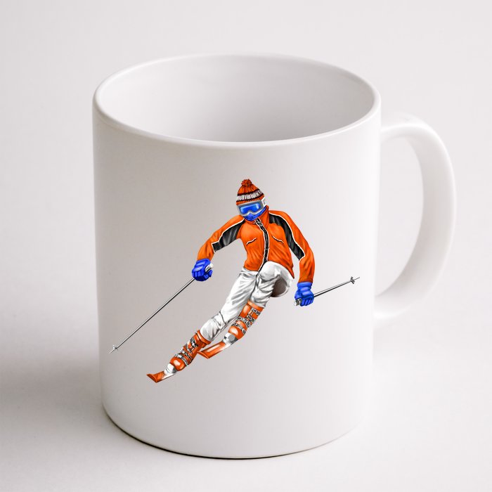 Skiing Downhill Front & Back Coffee Mug