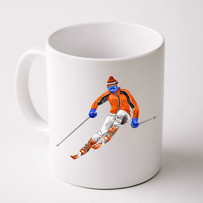 Skiing Downhill Front & Back Coffee Mug