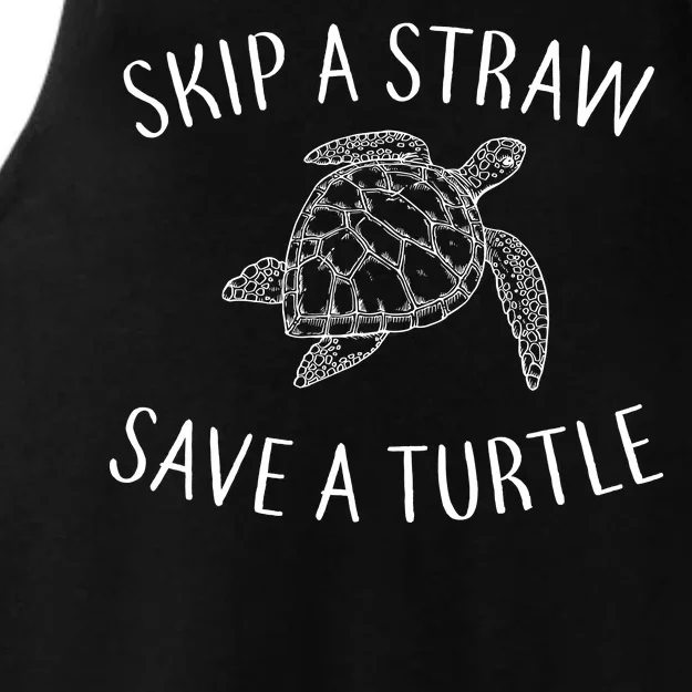 Skip a Straw Save a Turtle Ladies Tri-Blend Wicking Tank