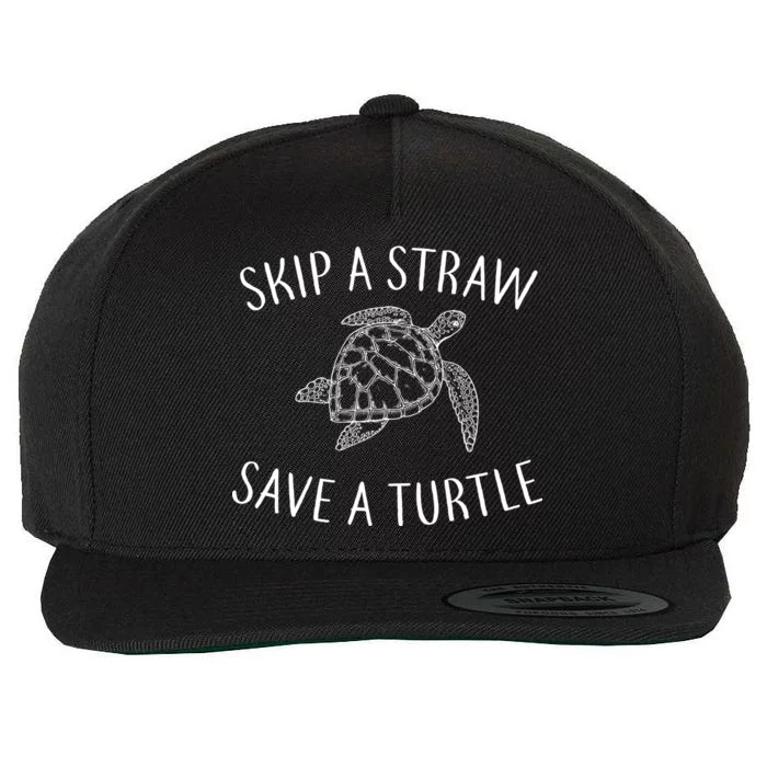 Skip A Straw Save A Turtle Wool Snapback Cap