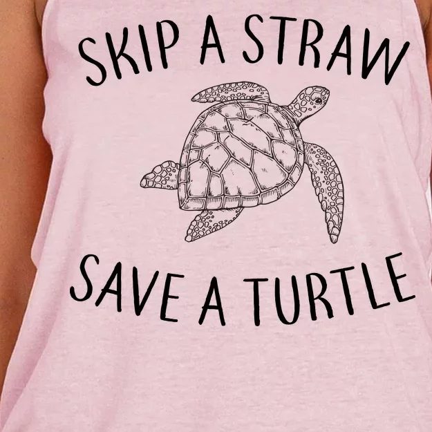 Skip a Straw Save a Turtle Women's Knotted Racerback Tank