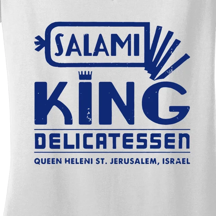 Salami King Jewish Deli T Shirt Jerusalem Israel T Shirt Delicatessen T Shirt Women's V-Neck T-Shirt