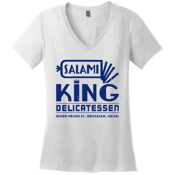 Salami King Jewish Deli T Shirt Jerusalem Israel T Shirt Delicatessen T Shirt Women's V-Neck T-Shirt