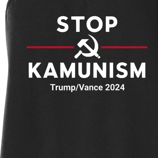 Stop Kamunism Kamala Harris 2024 Trump Vance Supporters Women's Racerback Tank