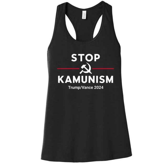 Stop Kamunism Kamala Harris 2024 Trump Vance Supporters Women's Racerback Tank