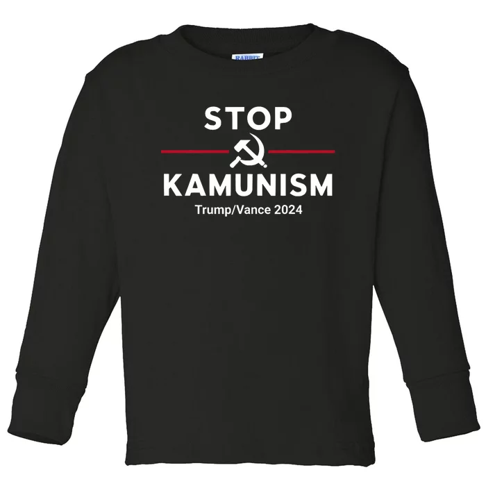 Stop Kamunism Kamala Harris 2024 Trump Vance Supporters Toddler Long Sleeve Shirt