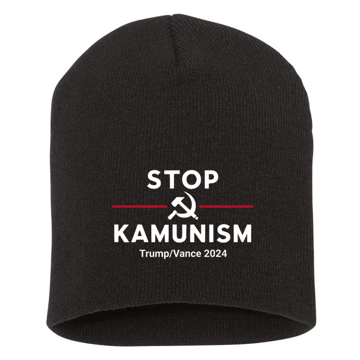 Stop Kamunism Kamala Harris 2024 Trump Vance Supporters Short Acrylic Beanie