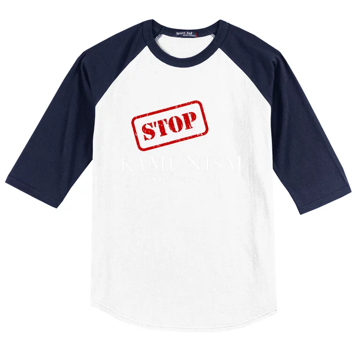 Stop Kamunism Kamala Harris 2024 Trump Vance Supporters Baseball Sleeve Shirt