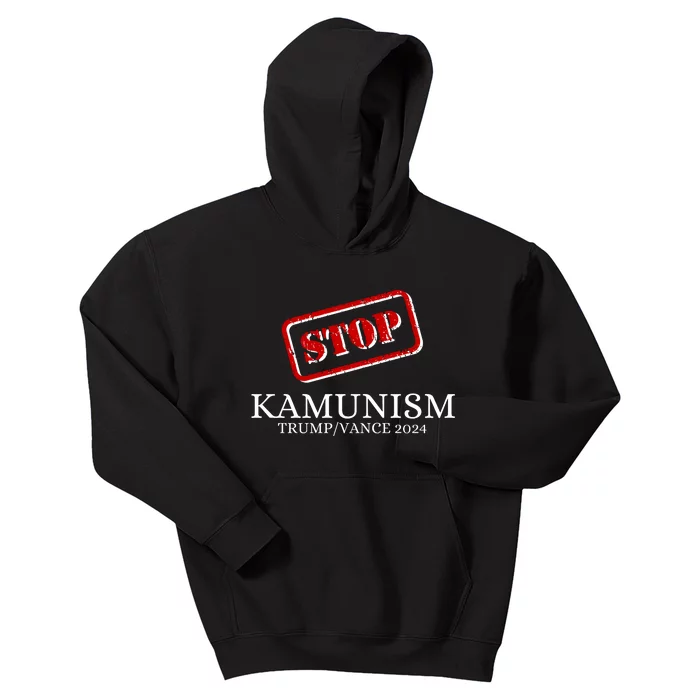 Stop Kamunism Kamala Harris 2024 Trump Vance Supporters Kids Hoodie