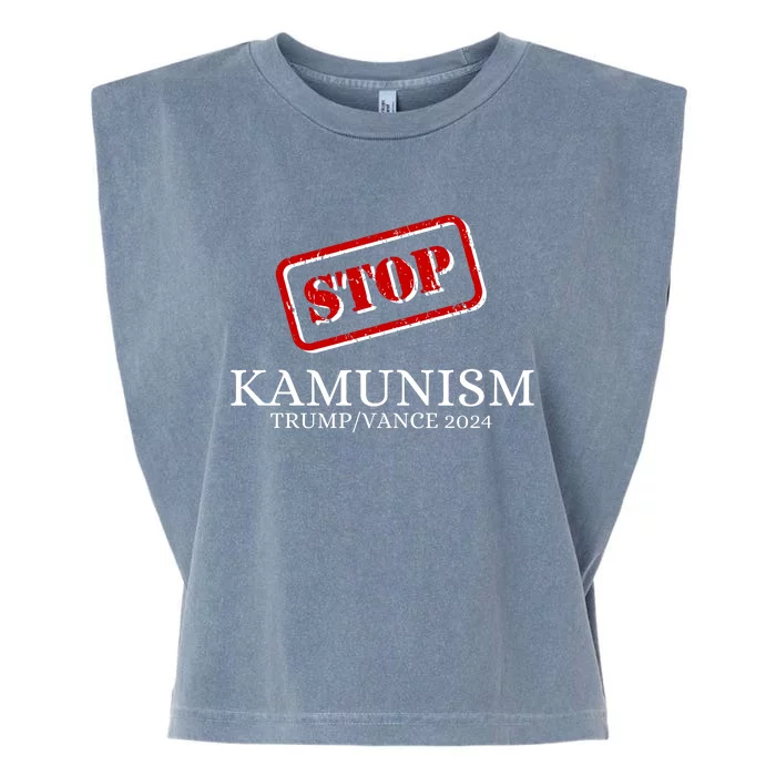 Stop Kamunism Kamala Harris 2024 Trump Vance Supporters Garment-Dyed Women's Muscle Tee