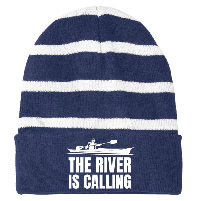 Sea Kayaking Kayaker With An Ocean Kayak Gift Striped Beanie with Solid Band