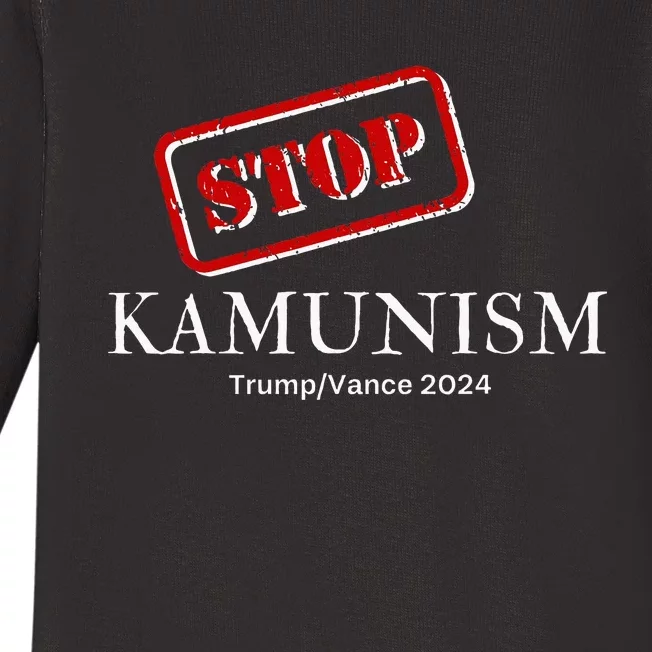 Stop Kamunism Kamala Harris 2024 Trump Vance Supporters Baby Long Sleeve Bodysuit