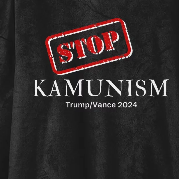 Stop Kamunism Kamala Harris 2024 Trump Vance Supporters Hooded Wearable Blanket