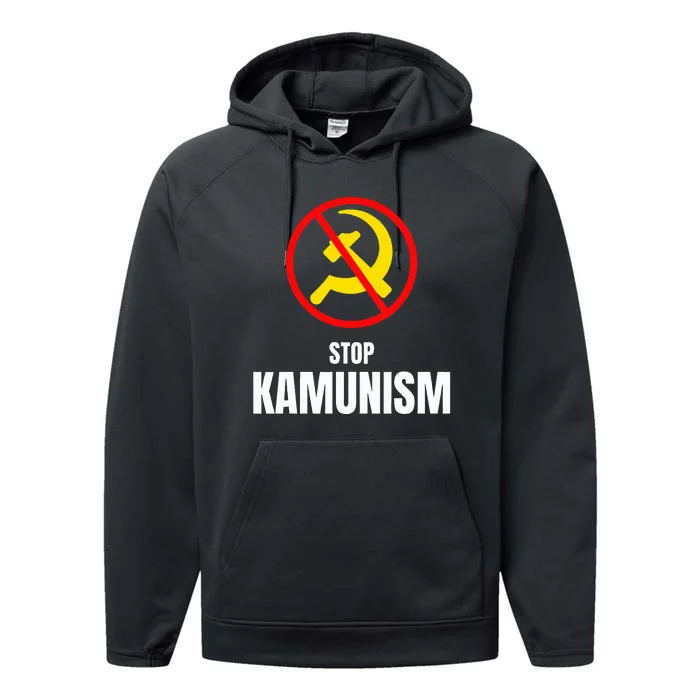 Stop Kamunism Kamala Harris 2024 Funny Parody Performance Fleece Hoodie