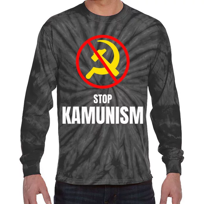 Stop Kamunism Kamala Harris 2024 Funny Parody Tie-Dye Long Sleeve Shirt