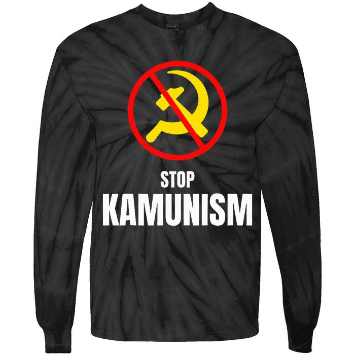 Stop Kamunism Kamala Harris 2024 Funny Parody Tie-Dye Long Sleeve Shirt