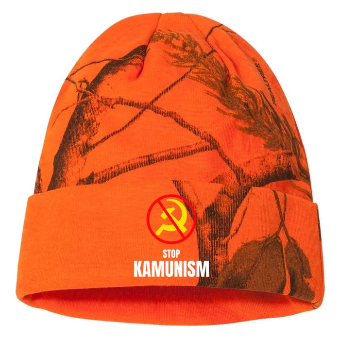 Stop Kamunism Kamala Harris 2024 Funny Parody Kati - 12in Camo Beanie