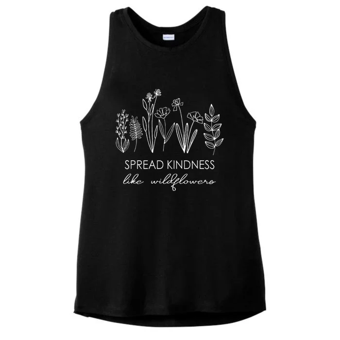 Spread Kindness Like Wildflowers Inspirational Quotes Floral Ladies Tri-Blend Wicking Tank